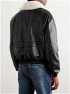Nili Lotan - Elias Shearling-Trimmed Leather Bomber Jacket - Black