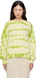 The Elder Statesman Green & Off-White Trance Flare Sweater