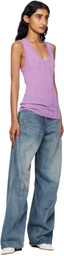 Versace Purple Ribbed Knit Tank Top