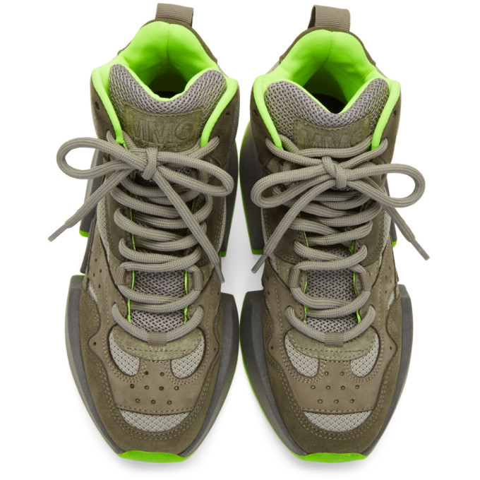 MM6 Maison Margiela オリーブグリーン ハイヒール MM6 Maison Margiela Green Flared High-Top Sneakers MM6 Maison Margiela