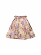 ZIMMERMANN - Sensory Printed Linen & Silk Mini Skirt