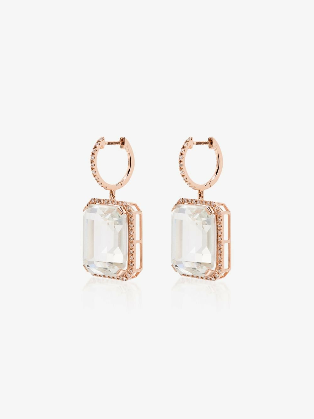SHAY 18K Rose Gold Portrait White Topaz Earrings