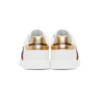 Dolce and Gabbana White and Gold Crest Portofino Sneakers