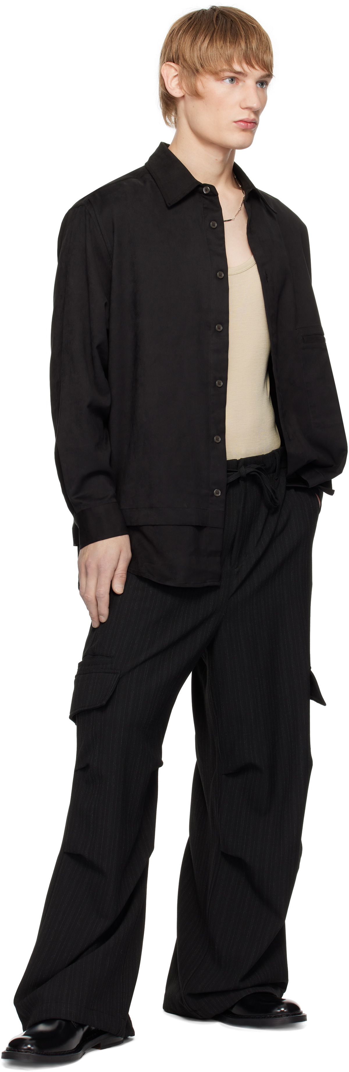 Youth Black Layered Faux-Suede Shirt Youth Club