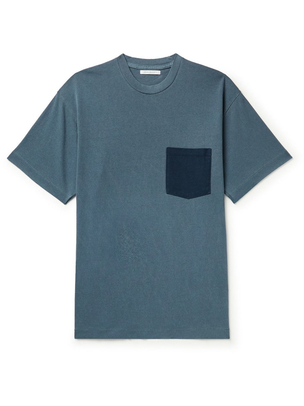 Photo: John Elliott - 1992 Two-Tone Cotton-Jersey T-Shirt - Blue