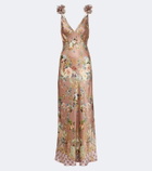 Camilla Floral silk satin slip dress