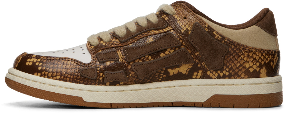 AMIRI Brown & White Printed Python Skel Top Low Sneakers