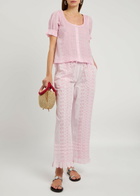 Damson Madder Prim Broderie-anglaise Cotton Blouse Light Pink