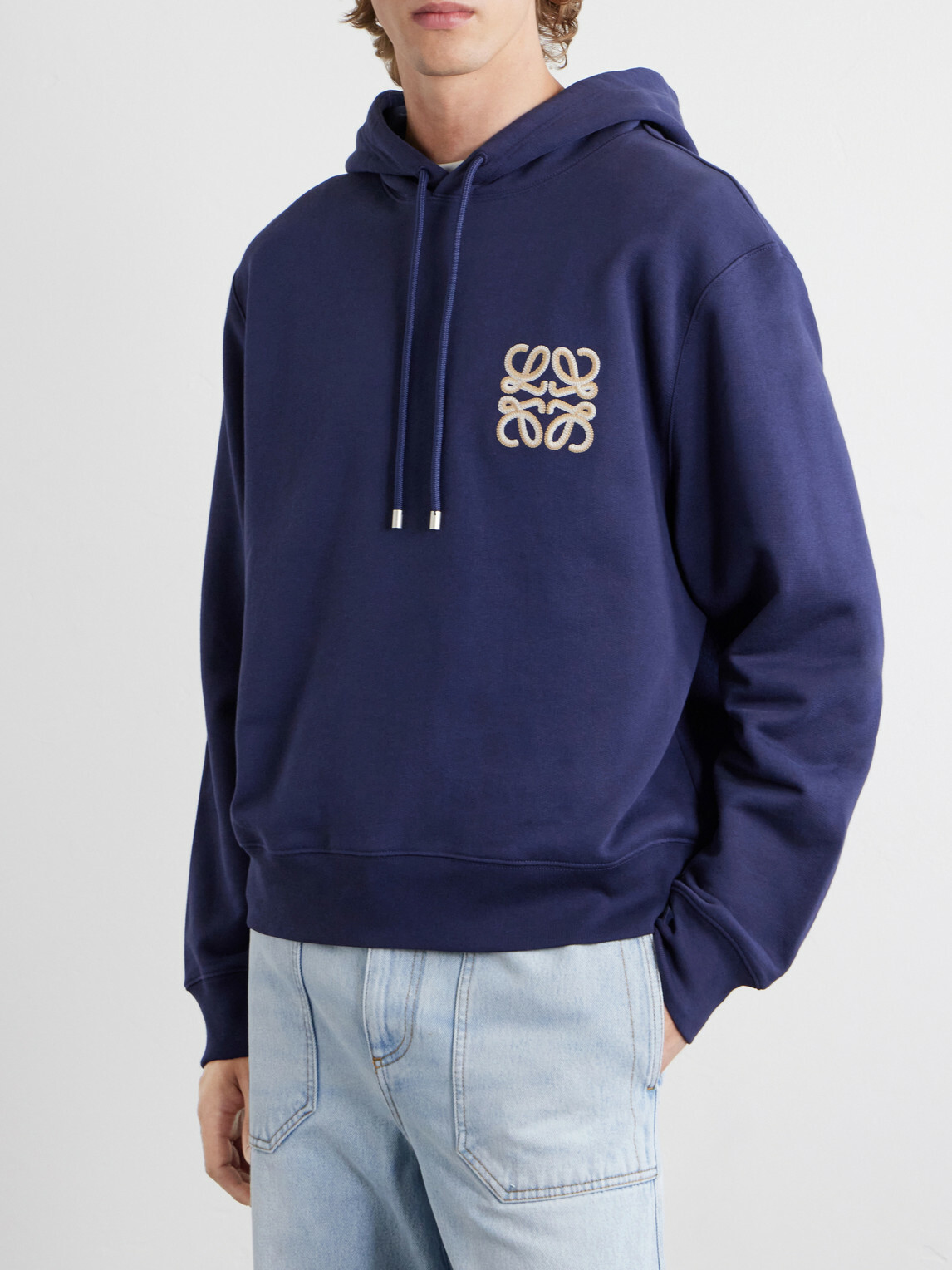 LOEWE - Paula's Ibiza Anagram-Embroidered Cotton-Jersey Hoodie - Blue