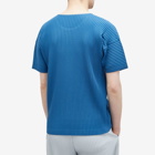 Homme Plissé Issey Miyake Men's Pleated T-Shirt in Iron Blue