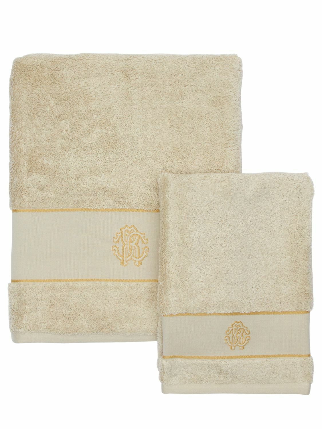 ROBERTO CAVALLI Set Of 2 New Gold Towels