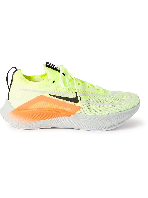 Photo: Nike Running - Zoom Fly 4 Rubber-Trimmed Mesh Sneakers - Yellow