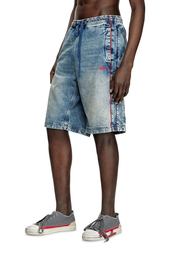 Photo: Diesel Denim shorts with red piping - Shorts - Unisex - Blue