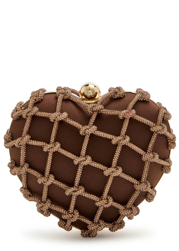 Photo: Rosantica Cupido Nodi Crystal-embellished Satin Cross-body bag - Brown - One Size