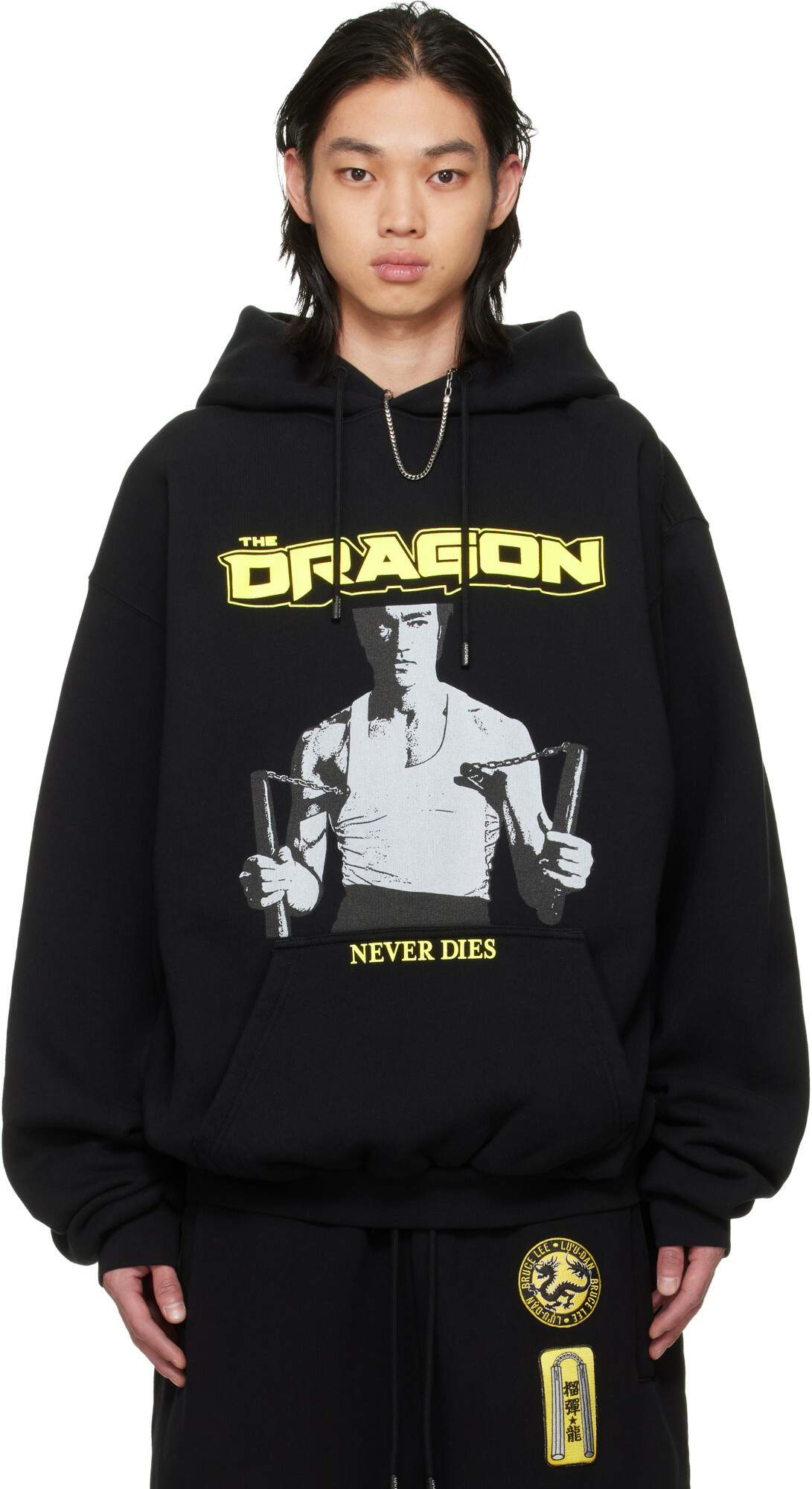 LU'U DAN BRUCE LEE x LỰU ĐẠN Black Oversized Hoodie