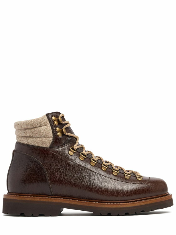 Photo: BRUNELLO CUCINELLI Lace-up Leather Hiking Boots