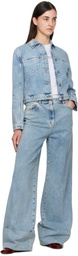 Lanvin Blue Wide-Leg Cuffed Jeans