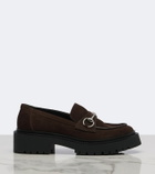 Gucci Rhody Horsebit suede platform loafers