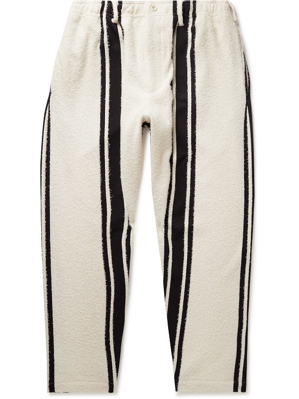 Photo: 4SDesigns - Tapered Striped Textured Cotton-Blend Tweed Trousers - Neutrals