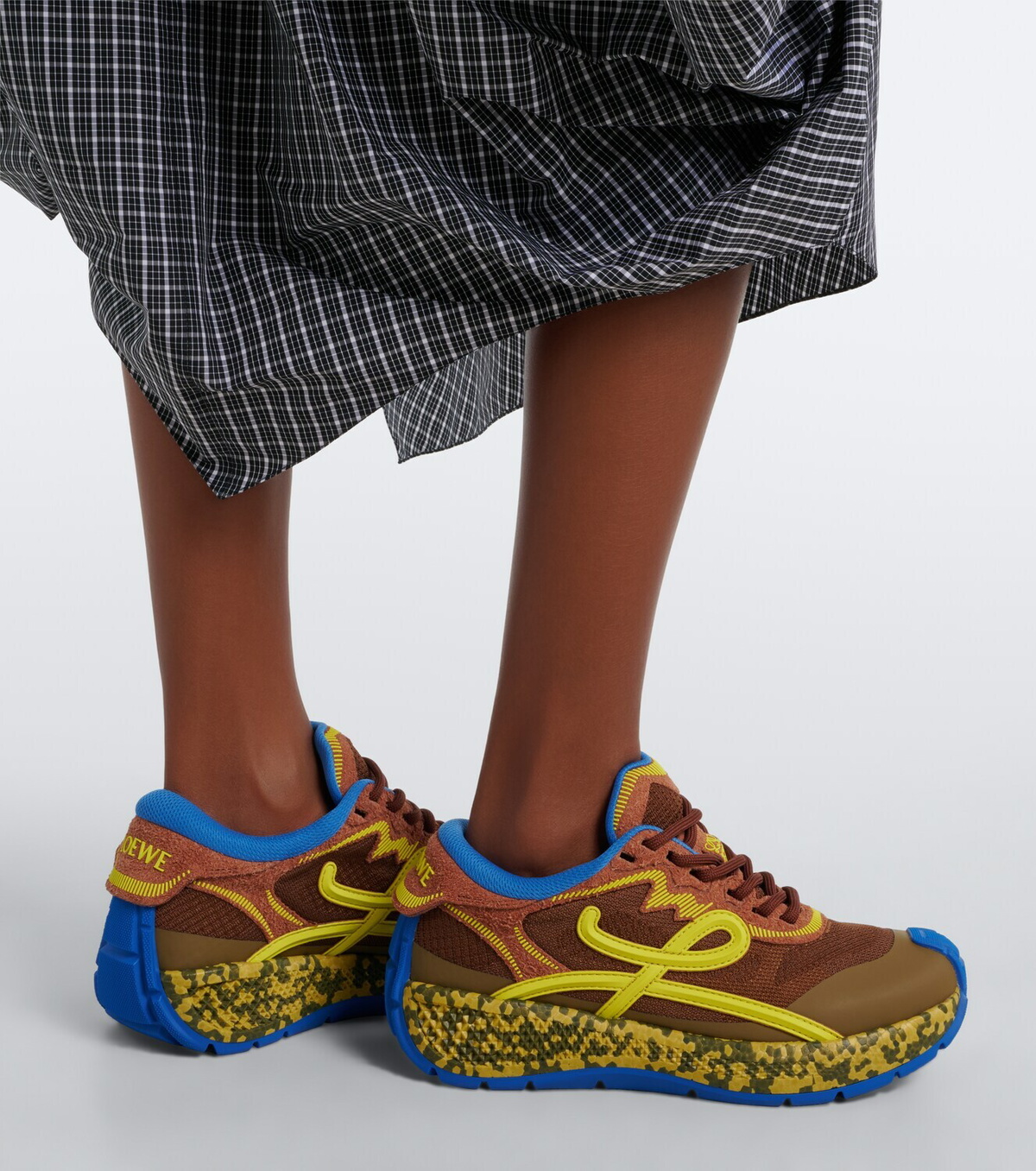 Loewe Pogo colorbocked mesh-trimmed sneakers