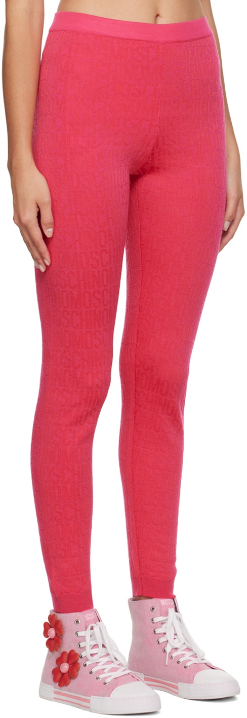 Logo jacquard wool blend knit leggings - Moschino - Women