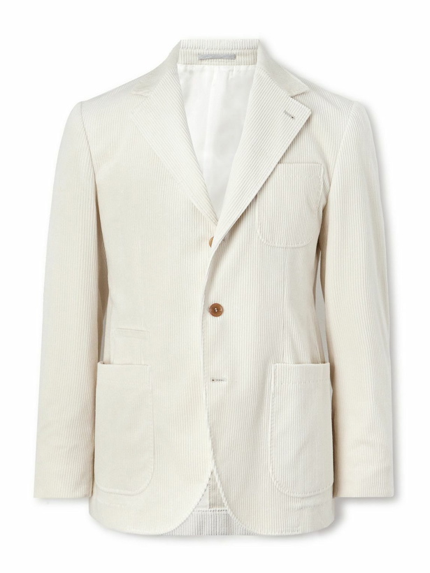 Photo: Brunello Cucinelli - Stretch Cotton and Cashmere-Blend Corduroy Blazer - White