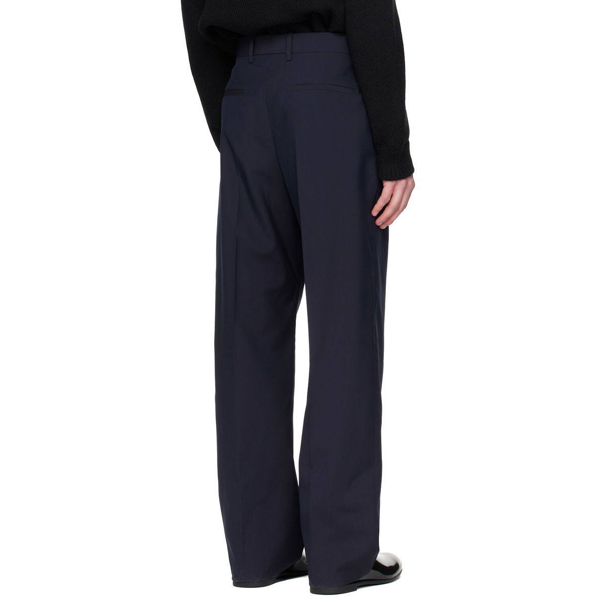 Jil Sander Navy Wool Poplin Trousers