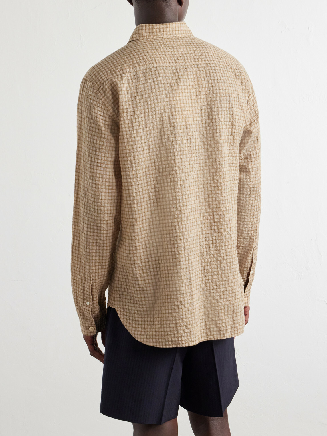 Oliver Spencer - Checked Cotton-Blend Seersucker Shirt - Neutrals