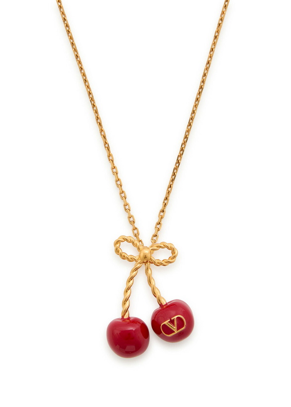 Photo: Valentino Garavani Cherry Vlogo Necklace - Red - One Size
