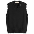 Marni Men's Distressed Knit Vest in Black