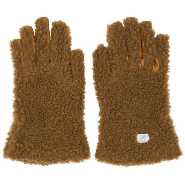 Stella McCartney Tan Faux-Fur Gloves 