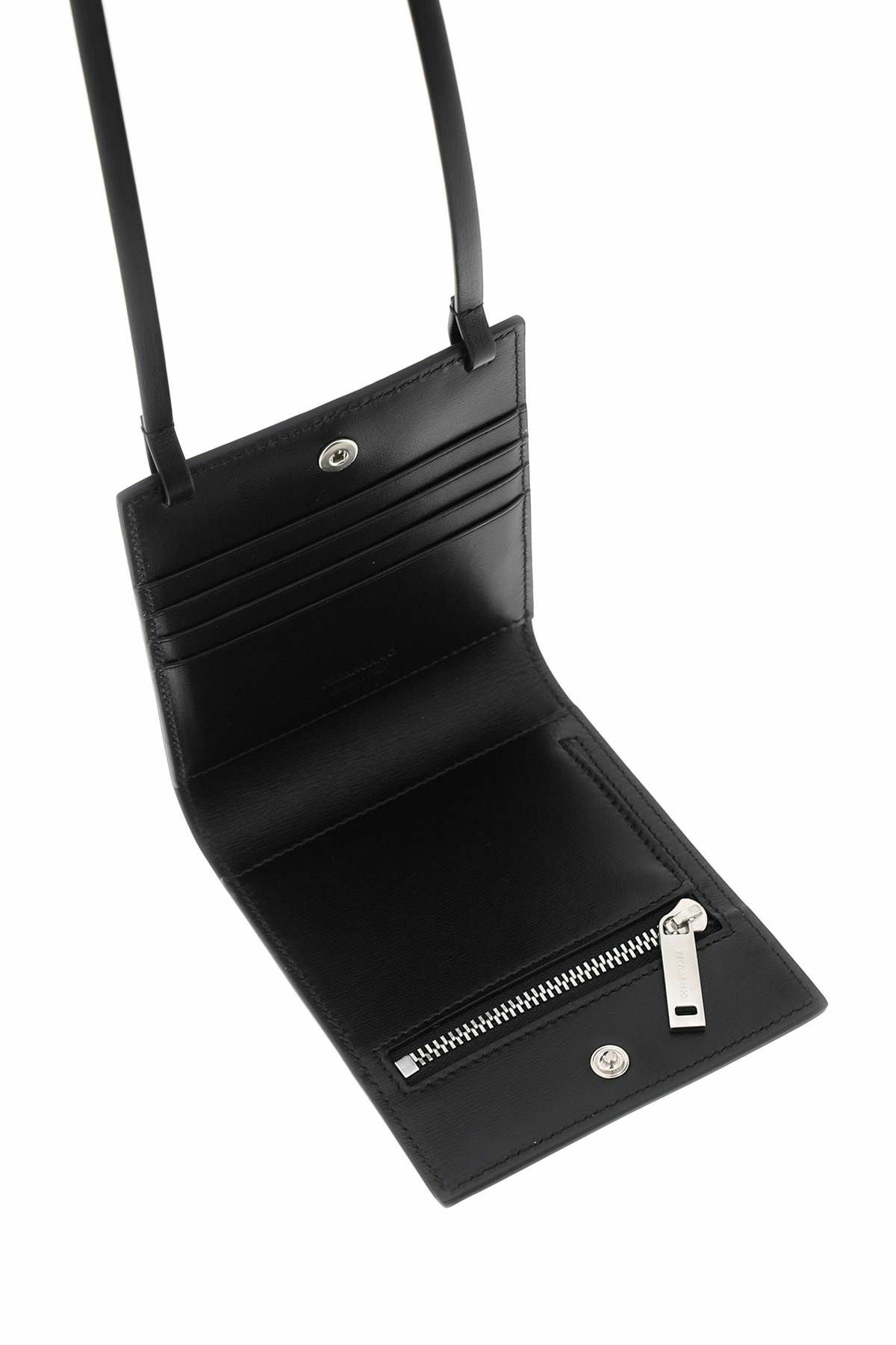 FERRAGAMO card holder with shoulder strap Black Salvatore