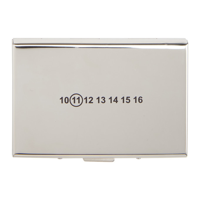 【Maison Margiela】Silver Slim Gap Card Holder Maison Margiela Leather Card Holder - Silver | Garmentory