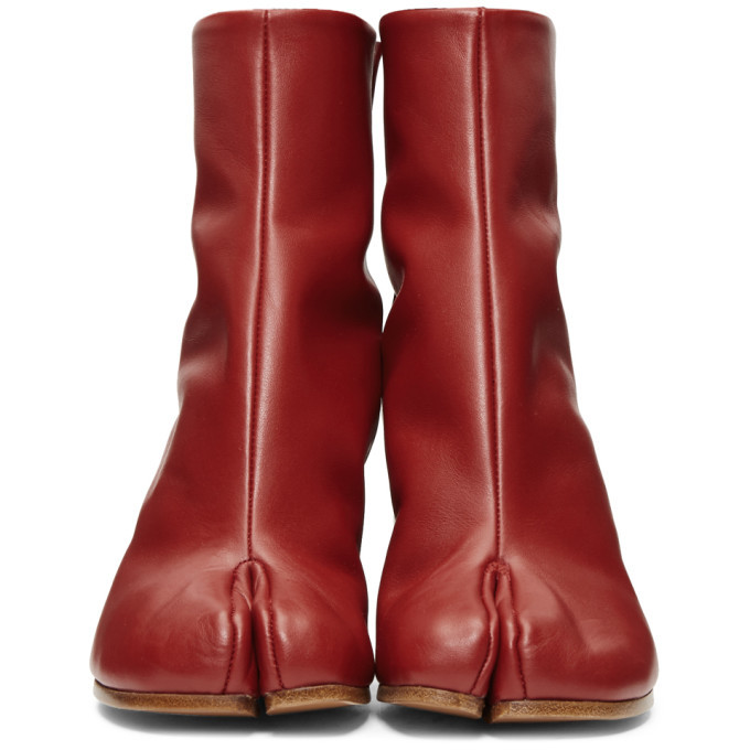 Maison Margiela Red Leather Tabi Boots Maison Margiela