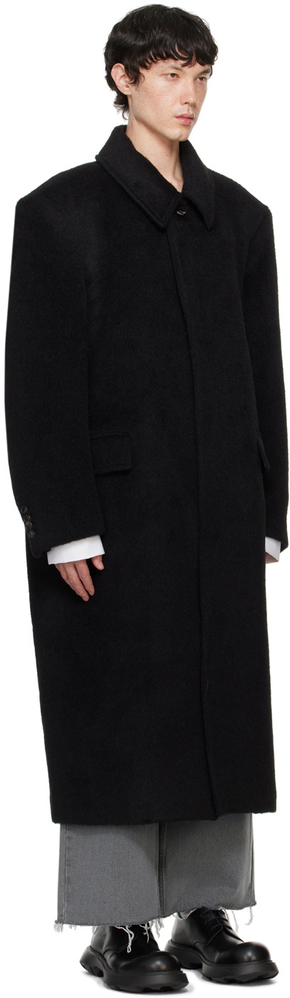 Recto Black Balmacaan Coat