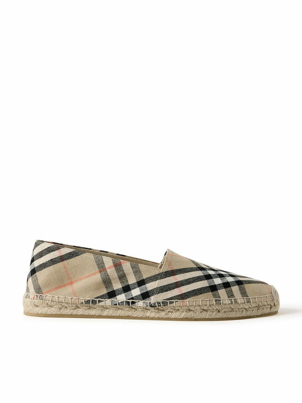 Photo: Burberry - Checked Linen-Blend Canvas Espadrilles - Neutrals