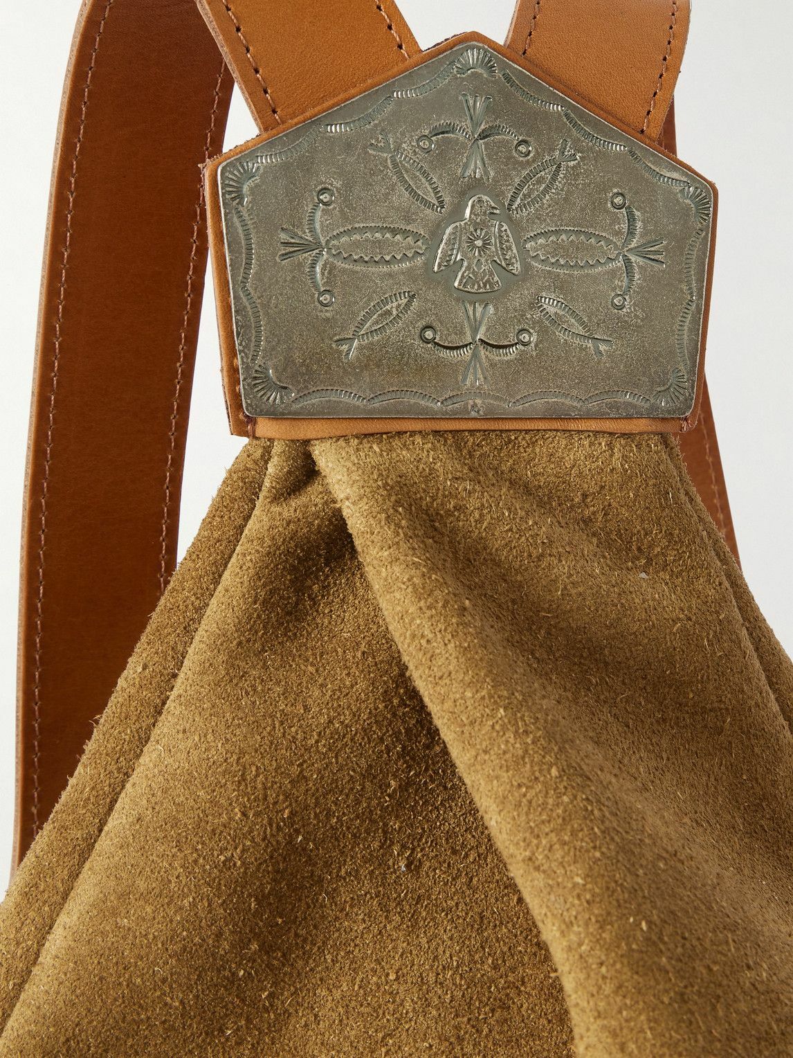 KAPITAL - Harvey Medicin Embellished Leather-Trimmed Suede Backpack