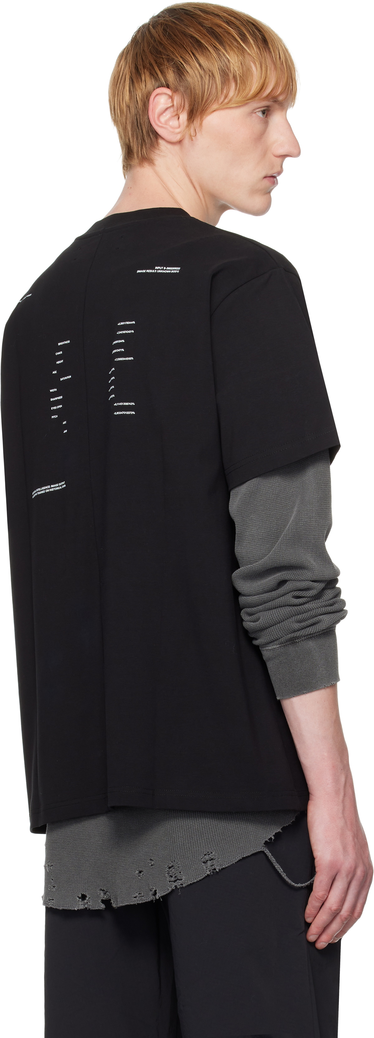 HELIOT EMIL Black AI Generated Print T-shirt