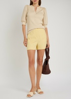 Veronica Beard Coralee Ribbed Stretch-cotton top Cream