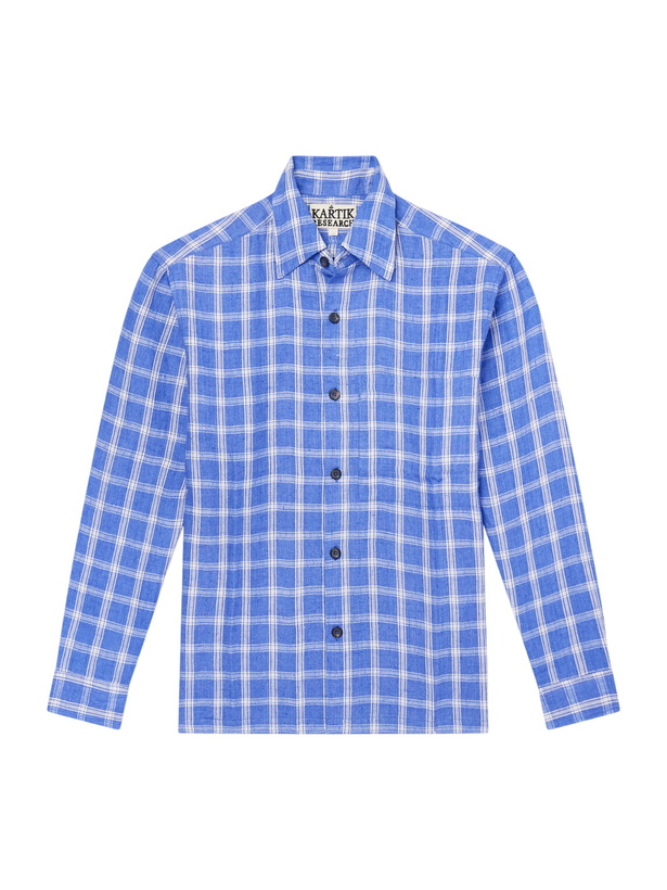 Photo: Kartik Research - Pataudi Checked Linen Shirt - Blue