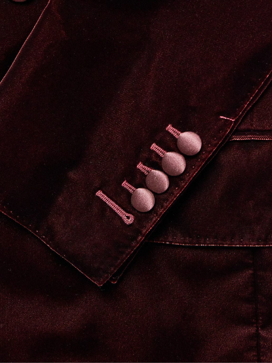 TOM FORD - Dyllan Double-Breasted Satin-Trimmed Velvet Tuxedo Jacket - Burgundy