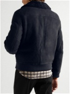 Yves Salomon - Shearling-Lined Suede Jacket - Blue