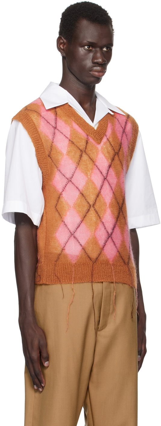 Marni Brown & Pink Argyle Vest