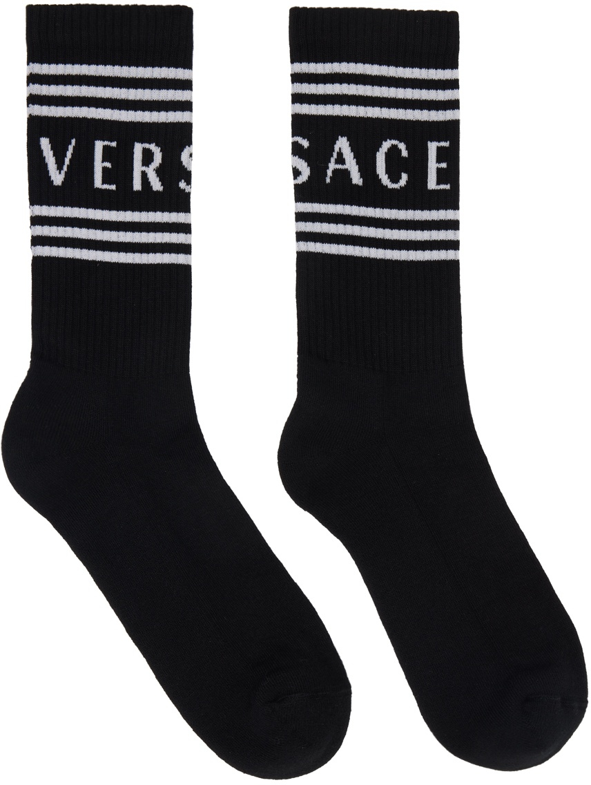 Photo: Versace Black & White 90s Vintage Logo Socks