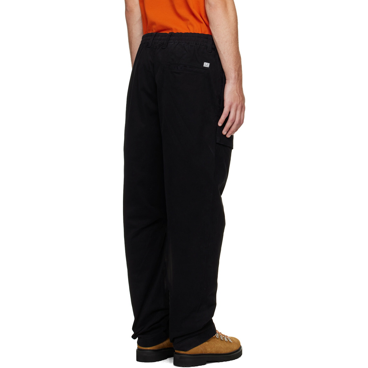 C.P. Company Black Stretch Sateen No Side Seams Lens Cargo Pants