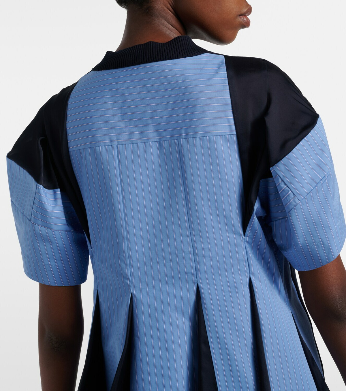 Sacai Paneled cotton-blend minidress