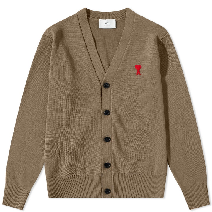 Photo: AMI Men's Small A Heart Cardigan in Taupe