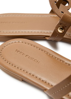 Tory Burch Miller Logo Leather Flip Flops Tan