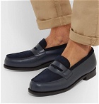 J.M. Weston - Leather and Suede Penny Loafers - Men - Midnight blue