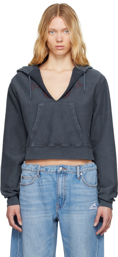Photo: alexanderwang.t Navy Distressed Cotton Hoodie